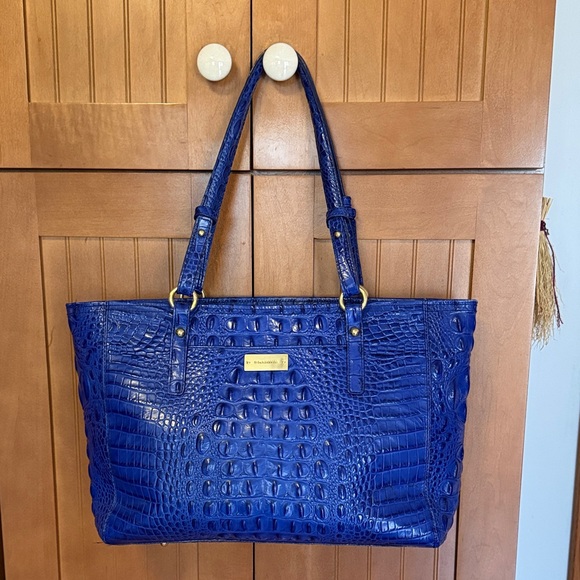 Brahmin Handbags - Brahmin Blue Crocodile Embossed Asher Tote Bag
